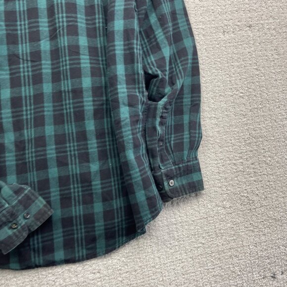Faded Glory Green / Blue Plaid Flannel Long Sleeve Button Up Mens L Outdoor - Picture 14 of 14